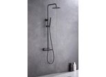 Set Doccia A Pioggia Webo Atlanta | Miscelatore Termostatico In Ottone | Air-Flow & Cleantechnology | Nero Opaco | Soffione E Doccetta Regolabili