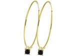 New Bling 9NB-1109 Orecchini In Argento Con Pendente - 25X1,2 Mm - Zirconi - Nero - 3 Mm - Argento - Placcato Oro/Oro Su Argento