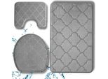 Camerazar Set Completo Di Tappeti Da Bagno 3 Pezzi Con Cuscinetto Assorbente Antiscivolo. Set Di Tappeti Da Bagno 3Pz Con Supporto Antiscivolo.