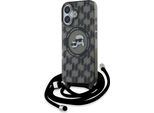 Karl Lagerfeld Klhmp16Shckcklck Iphone 16 6.1 Czarny/Black Hardcase Iml Crossbody Monogram Karl & Choupette Head Magsafe