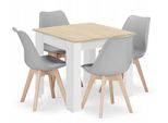 Set Tavolo Quadrato 80X80 Rovere Sonoma + 4 Sedie Grigio Mark