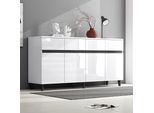 Credenza Lucida Merax, Cassettiera Con 4 Cassetti, 2 Ante E Ripiani Regolabili In Altezza - Elegante Mobile Da Soggiorno