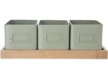 Orion Vaso Per Erbe Verdastro 11,5 X 11,5 Cm + Sottobicchiere, Metallo/Bambù Orion 310629