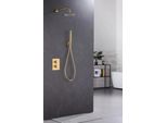 Webo Atlanta Doccia A Pioggia Ad Incasso - Sistema Doccia Con Doccetta - Miscelatore Termostatico - Mat Gold Brushed