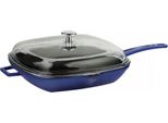 Lava Metal Padella Grill 28 X 28 Cm Con Coperchio, Ghisa, Blu Lava Metal LVPGT2828K3BLU