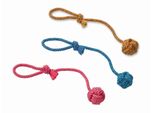 Nobby Rope Toy, Corda Da Gioco Con Occhiello Da Lancio 57 Cm, 275 G, Palla Ø 8 Cm Assortiti Giallo, Rosso, Blu