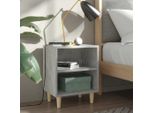 Vidaxl Comodini Con Gambe In Legno Massiccio 2 Pz. Grigio Cemento 40X30X50 Cm