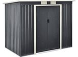 Casetta Da Giardino 213X130X173Cm In Lamiera D'acciaio Con Tetto A Falde Grigio Scuro