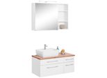 BadmöBel-Set Welltime "Davos", Weiß, Becken Links, KastenmöBel-Sets, BadmöBel-Set, Breite 50 Cm, Mit Eckigem Waschbecken