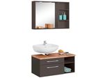 BadmöBel-Set Welltime "Davos", Grau (Graphit, Grau), Siphonausschnitt Links, Holzwerkstoff, KastenmöBel-Sets, BadmöBel-Set, Spiegel Inklusive Beleuchtung, Regal Und Waschplatz