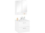 BadmöBel-Set Welltime "Ribera", Weiß, Holzwerkstoff, Mdf, Melamin, KastenmöBel-Sets, BadmöBel-Set, Spiegelschrank Breite 60 Cm, Waschtisch