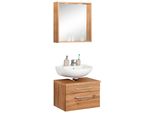 BadmöBel-Set Welltime "Davos", Braun (Eichefarben), Holzwerkstoff, Mdf, Melamin, KastenmöBel-Sets, BadmöBel-Set, Spiegel Inklusive Beleuchtung Und Waschbeckenunterschrank