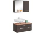 BadmöBel-Set Welltime "Davos", Grau (Graphit, Grau), Siphonausschnitt Links, Holzwerkstoff, KastenmöBel-Sets, BadmöBel-Set, Inklusive Beleuchtung, HäNgeschrank Und Waschbeckenunterschrank