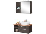 BadmöBel-Set Welltime "Davos", Grau (Grafit, Grau), Becken Rechts, KastenmöBel-Sets, BadmöBel-Set, Spiegelschrank, Regal Und Waschtisch