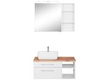 BadmöBel-Set Welltime "Davos", Weiß, Becken Links, KastenmöBel-Sets, BadmöBel-Set, Spiegelschrank, Regal Und Waschtisch