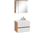 BadmöBel-Set Welltime "Lucca", Weiß (Eichefarben, Weiß), KastenmöBel-Sets, BadmöBel-Set, Breite 60 Cm, Mit Led-Spiegelschrank