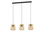 Eglo HäNgeleuchte "Hykeham", Schwarz (Schwarz Natur), 3, H: 110Cm, 1 Stk., Leuchten, Holz Esszimmerlampe, Bambus In Natur, HäNgeleuchte Mit E27 Fassung, HäNgeleuchte