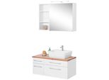 BadmöBel-Set Welltime "Davos", Weiß, Becken Rechts, KastenmöBel-Sets, BadmöBel-Set, Breite 50 Cm, Mit Eckigem Waschbecken