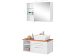 BadmöBel-Set Welltime "Davos", Weiß, Becken Rechts, KastenmöBel-Sets, BadmöBel-Set, Spiegelschrank, Regal Und Waschtisch