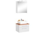 BadmöBel-Set Welltime "Davos", Weiß, KastenmöBel-Sets, BadmöBel-Set, Spiegelschrank Breite 60 Cm, Mit Rechteckigem Waschbecken