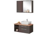 BadmöBel-Set Welltime "Davos", Grau (Grafit, Grau), Becken Rechts, KastenmöBel-Sets, BadmöBel-Set, Waschplatz, HäNgeschrank Und Bad-Spiegel