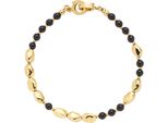 Armband Leonardo "Dorina Clip&Mix", Schwarz (Gelbgoldfarben, Schwarz, Schwarz), ArmbäNder, Damen, 19Cm, Edelstahl, Armband, Mit Glasstein - Mit Glasperle