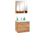 BadmöBel-Set Welltime "Soria", Braun (Eichefarben), Holzwerkstoff, KastenmöBel-Sets, BadmöBel-Set, Waschtisch Breite 60 Cm, Spiegelschrank