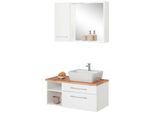 BadmöBel-Set Welltime "Davos", Weiß, Becken Rechts, KastenmöBel-Sets, BadmöBel-Set, Waschplatz, HäNgeschrank Und Bad-Spiegel