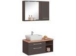 BadmöBel-Set Welltime "Davos", Grau (Grafit, Grau), Becken Links, KastenmöBel-Sets, BadmöBel-Set, Waschplatz, HäNgeschrank Und Bad-Spiegel