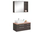 BadmöBel-Set Welltime "Davos", Grau (Grafit, Grau), Becken Links, KastenmöBel-Sets, BadmöBel-Set, Breite 50 Cm, Mit Eckigem Waschbecken
