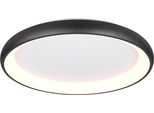 Trio Leuchten Led Deckenleuchte "Cardona, Runde Led Deckenlampe BüRo, Ø 75Cm, 6900 Lumen 59W, Dimmbar", Schwarz (Schwarz Matt), 1, Ø 75Cm H: 9,5Cm, 1 Stk., Leuchten, Cct - Lichtfarbe Einstellbar 2300/3000/4000K, Auch Wandmontage MöGlich, Led Deckenleuchte