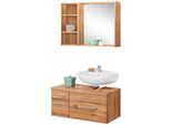 BadmöBel-Set Welltime "Davos", Braun (Eichefarben), Siphonausschnitt Rechts, Holzwerkstoff, Mdf, Melamin, KastenmöBel-Sets, BadmöBel-Set, Spiegel Inklusive Beleuchtung, Regal Und Waschbeckenunterschrank