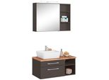 BadmöBel-Set Welltime "Davos", Grau (Grafit, Grau), Becken Links, KastenmöBel-Sets, BadmöBel-Set, Spiegelschrank, Regal Und Waschtisch