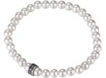 Perlenarmband Kingka "Schmuck Geschenk Edelstahl Armschmuck Armkette Rondell", Silber (Edelstahlfarben, Schwarz, Weiß), ArmbäNder, Damen, 21Cm, Edelstahl Nylon Perlen, Edelstahl, Nylon, Perlen, Perlenarmband, Mit Muschelperle