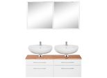 BadmöBel-Set Welltime "Davos", Weiß, Holzwerkstoff, KastenmöBel-Sets, BadmöBel-Set, 2 Spiegel Inklusive Beleuchtung Und Waschbeckenunterschrank