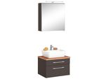 BadmöBel-Set Welltime "Davos", Grau (Grafit, Grau), KastenmöBel-Sets, BadmöBel-Set, Spiegelschrank Breite 60 Cm, Mit Rechteckigem Waschbecken