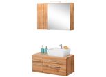 BadmöBel-Set Welltime "Davos", Braun (Eichefarben), Becken Rechts, KastenmöBel-Sets, BadmöBel-Set, Breite 50 Cm, Mit Extra Regal