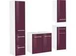 BadmöBel-Set Welltime "Venedig", Lila (Weiß, Aubergine), KastenmöBel-Sets, BadmöBel-Set, Waschbeckenunterschrank (Breite 50 Cm), HäNgeschrank, Unterschrank