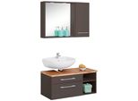 BadmöBel-Set Welltime "Davos", Grau (Graphit, Grau), Siphonausschnitt Links, Holzwerkstoff, Mdf, Melamin, KastenmöBel-Sets, BadmöBel-Set, Inklusive Beleuchtung, HäNgeschrank Und Waschbeckenunterschrank