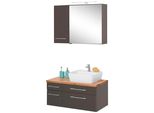 BadmöBel-Set Welltime "Davos", Grau (Grafit, Grau), Becken Rechts, KastenmöBel-Sets, BadmöBel-Set, Breite 50 Cm, Mit Extra Regal