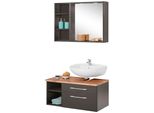 BadmöBel-Set Welltime "Davos", Grau (Graphit, Grau), Siphonausschnitt Rechts, Holzwerkstoff, KastenmöBel-Sets, BadmöBel-Set, Spiegel Inklusive Beleuchtung, Regal Und Waschplatz