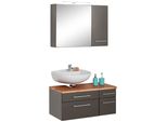 BadmöBel-Set Welltime "Davos", Grau (Graphit, Grau), Siphonausschnitt Links, Holzwerkstoff, Mdf, Melamin, KastenmöBel-Sets, BadmöBel-Set, Mit Led-Beleuchtung, HäNgeschrank Und Waschbeckenunterschrank
