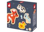 Janod Puzzle In Legno Degli Animali Della Fattoria - 4 Puzzle Per Bambini