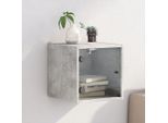 Comodino Con Anta In Vetro Grigio Cemento 35X37X35 Cm