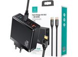 Usams ŁAd. Siec. 2Xusb-C+1Xusb T52Pd140W Pd Ricarica Rapida Us-Cc168 + Kabel U82 Usb-C/Usb-C Us-Sj581 240W Czarny/Nero Serie Umxlogtc01