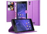 Cadorabo Custodia Per Sony Xperia T3 Cover Protettiva In Viola Custodia Per Cellulare Cover Chiusura Magnetica