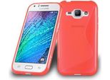 Cadorabo Custodia Protettiva Per Samsung Galaxy J1 2015 Cover In Rosso Telefono Cellulare Tpu Custodia In Silicone