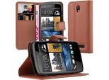 Cadorabo Cover Per Htc Desire 500 Cover Protettiva In Marrone Custodia Per Cellulare Cover Chiusura Magnetica