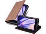 Cadorabo Custodia Per Sony Xperia Z3 Compact Cover Protettiva In Marrone Custodia Per Cellulare Cover Chiusura Magnetica