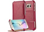 Cadorabo Custodia Protettiva Per Samsung Galaxy S6 Edge Custodia In Rosso Cellulare Custodia Cover Tasca